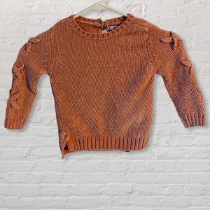 DKNY Kids' Girls Chenille Knit Sweater Size 2T Pink Soft Button Back Neck